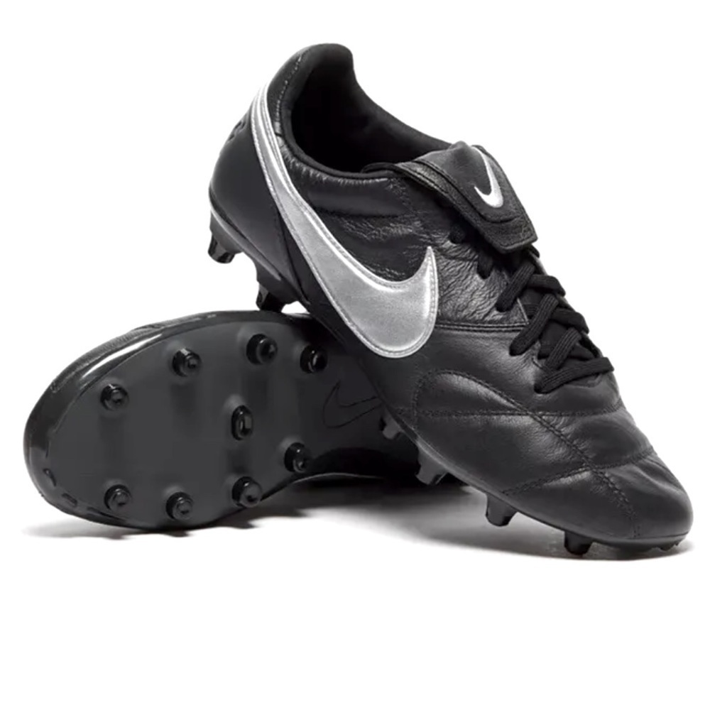 Nike Premier II FG Soccer Cleats Leather Black Silver Shoes W6 M4.5 US EUC